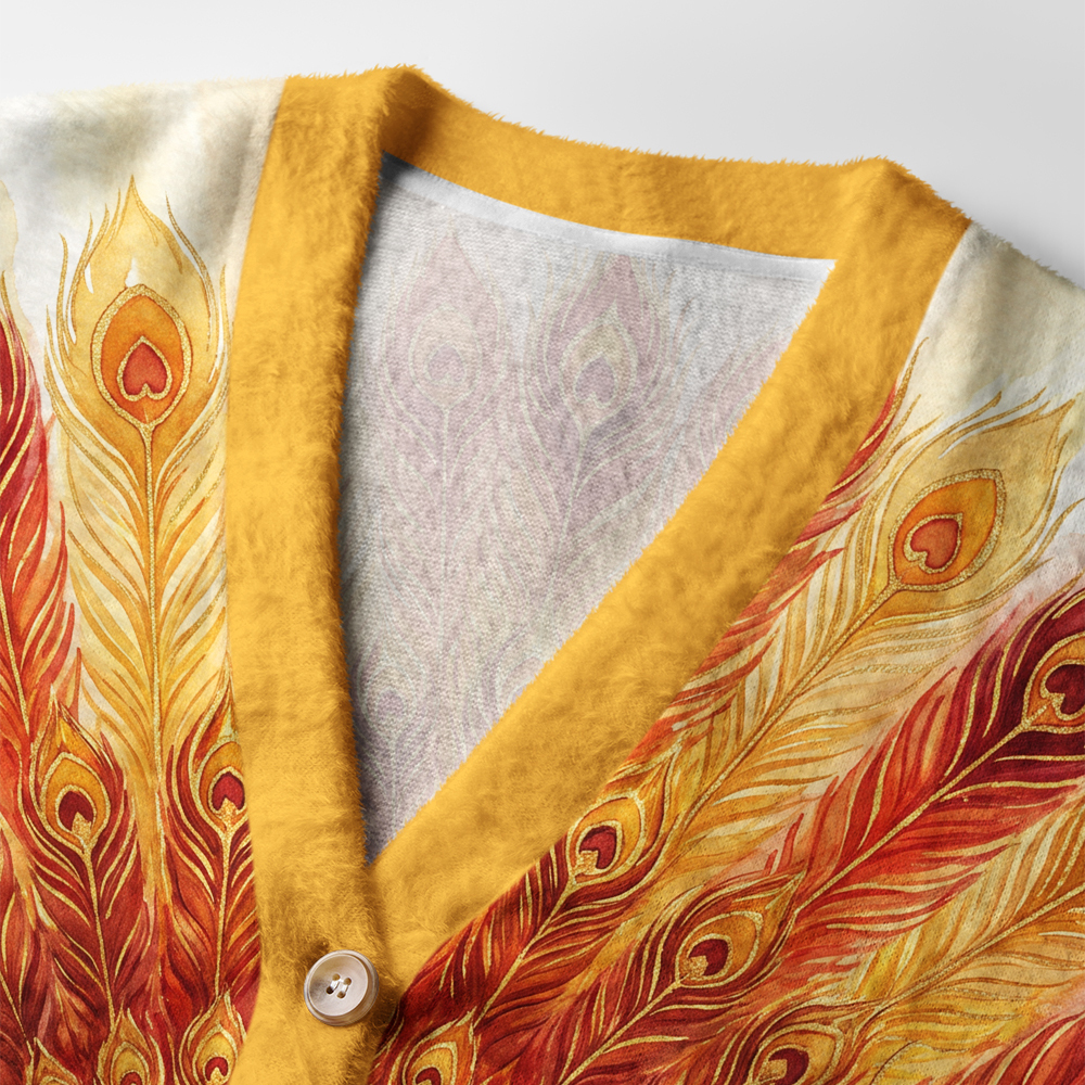 Tokyo-Tiger Golden Phoenix Radiance Ugly Cardigan Sweater