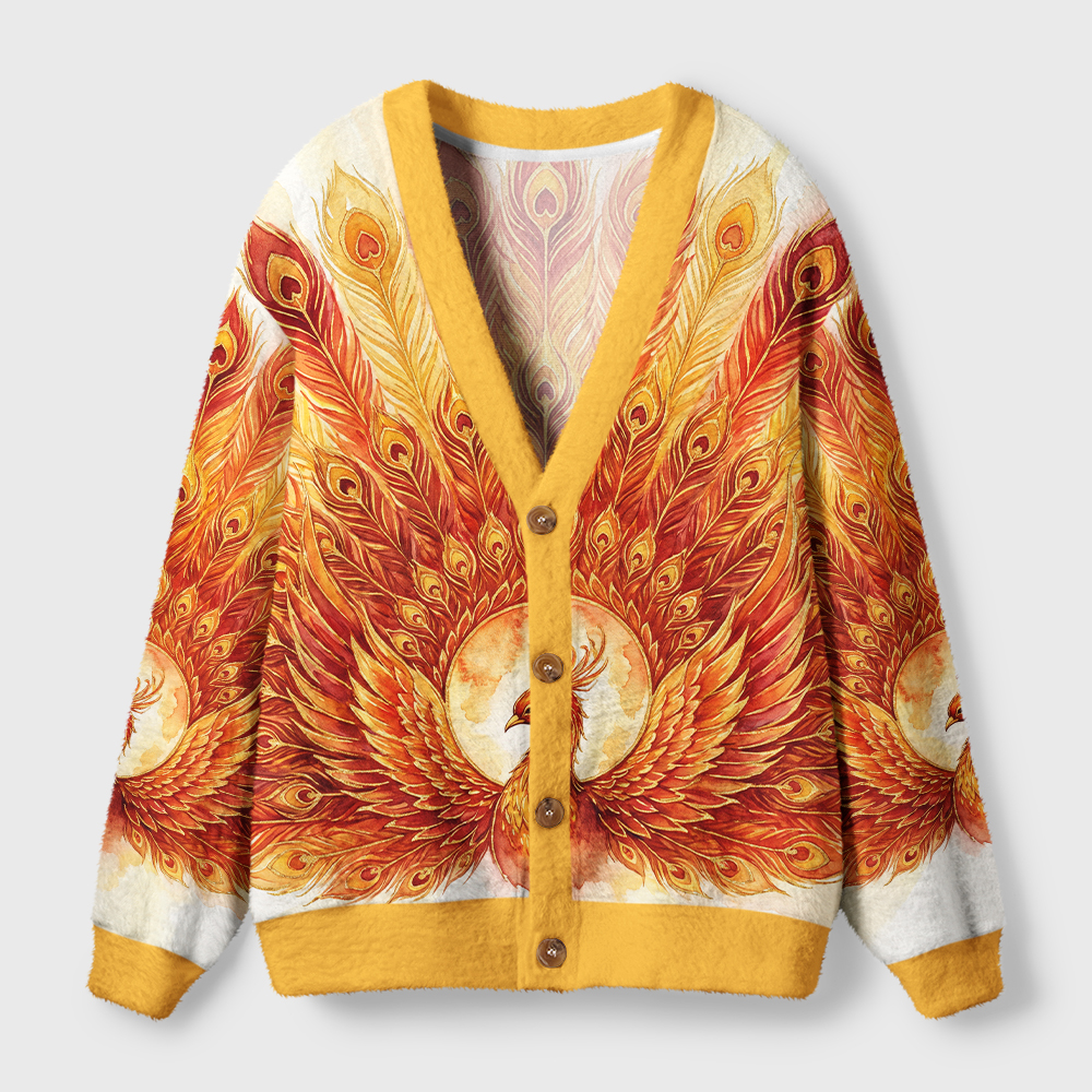Tokyo-Tiger Golden Phoenix Radiance Ugly Cardigan Sweater