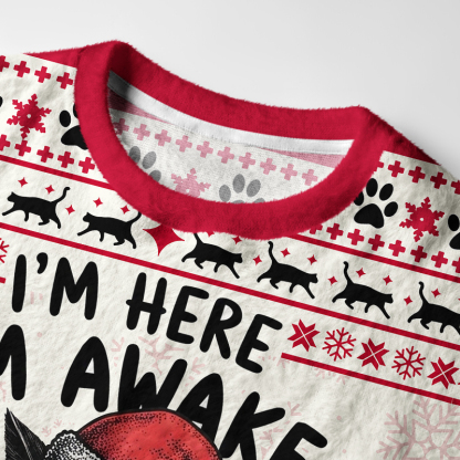 Tokyo-Tiger Funny Grumpy Black Cat Fuzzy Christmas Ugly Sweatshirt