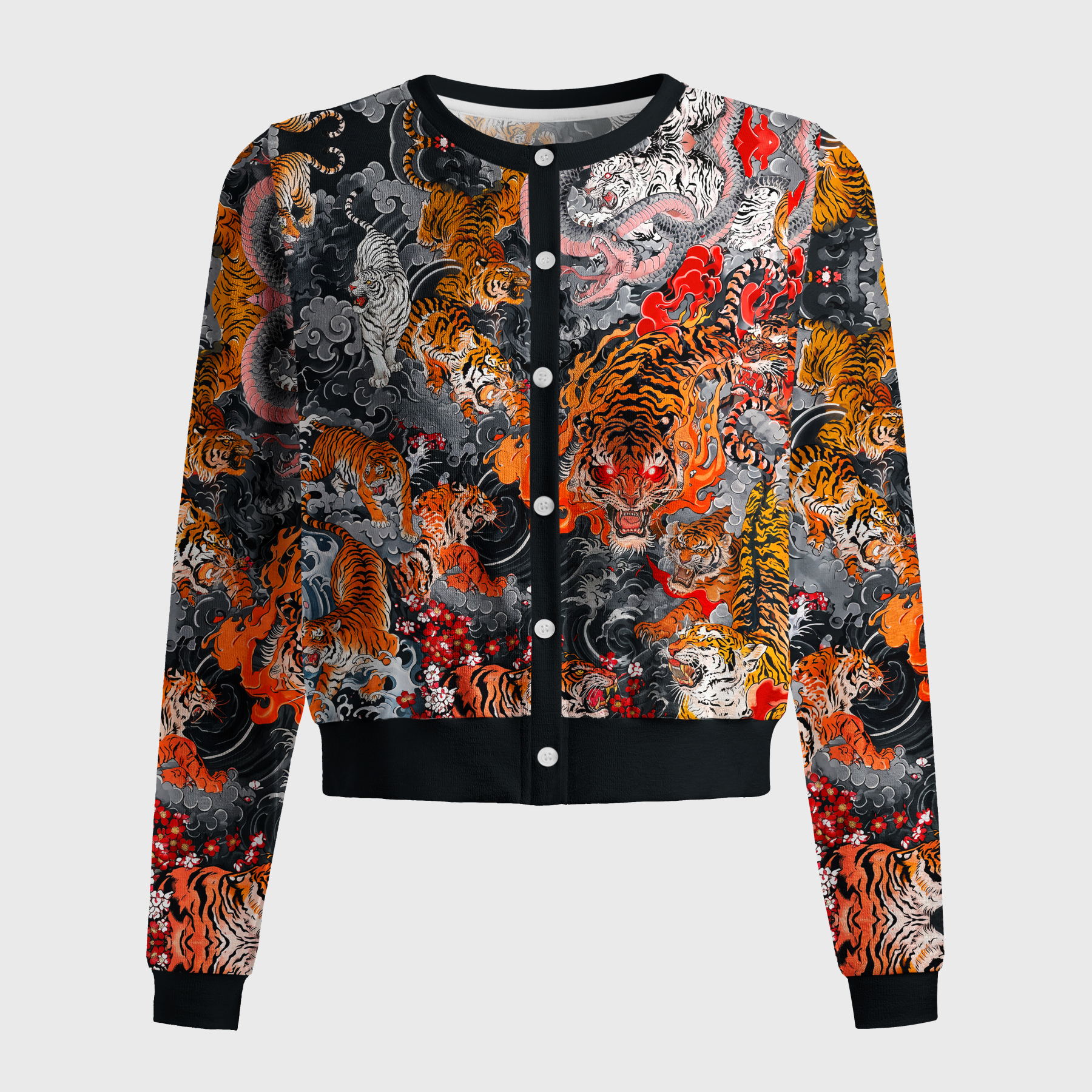 Tokyo-Tiger Inferno Of Roaring Tigers Women's Lightweight Cardigan