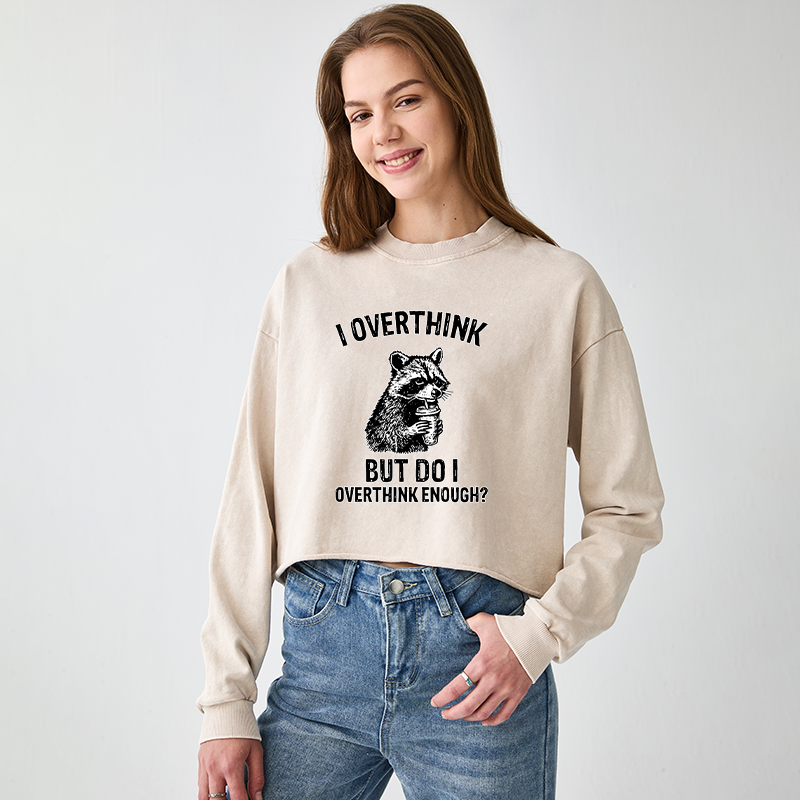 Tokyo-Tiger Constant Overthinking Washed Crop Sweatshirt