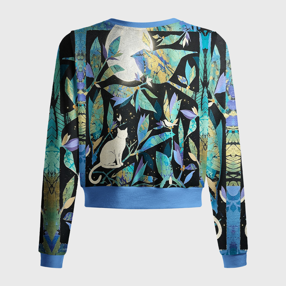 Tokyo-Tiger Full Moon White Cat Women's Lightweight Cardigan