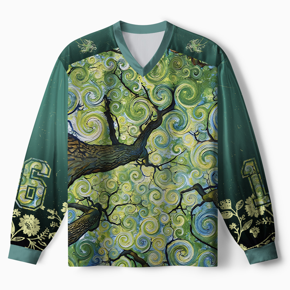 Tokyo-Tiger Swirling Canopy Paneled Long Sleeve Jersey