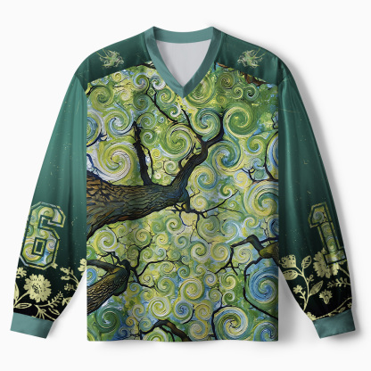 Tokyo-Tiger Swirling Canopy Paneled Long Sleeve Jersey