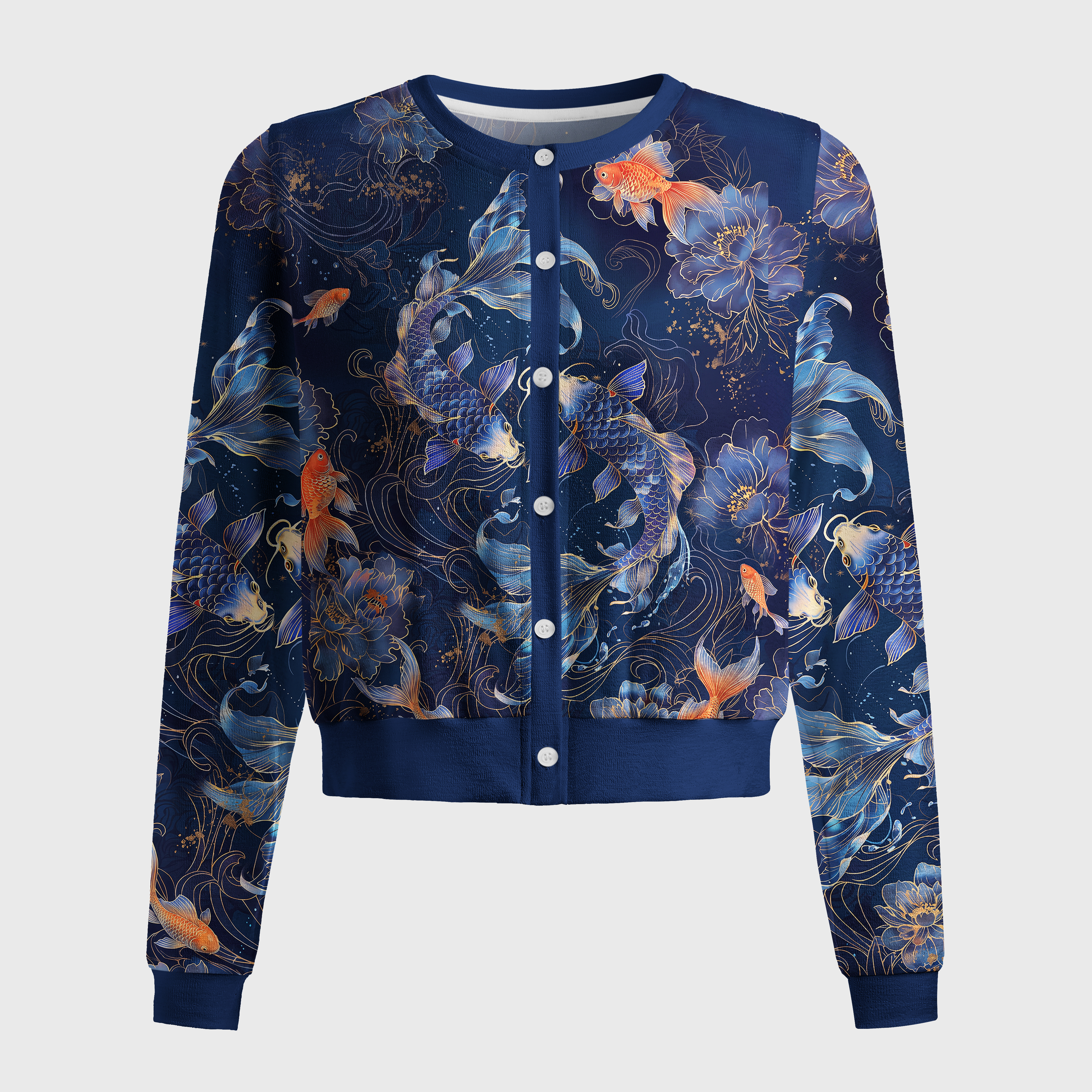 Tokyo-Tiger Blossoms Of The Koi Women's Lightweight Cardigan