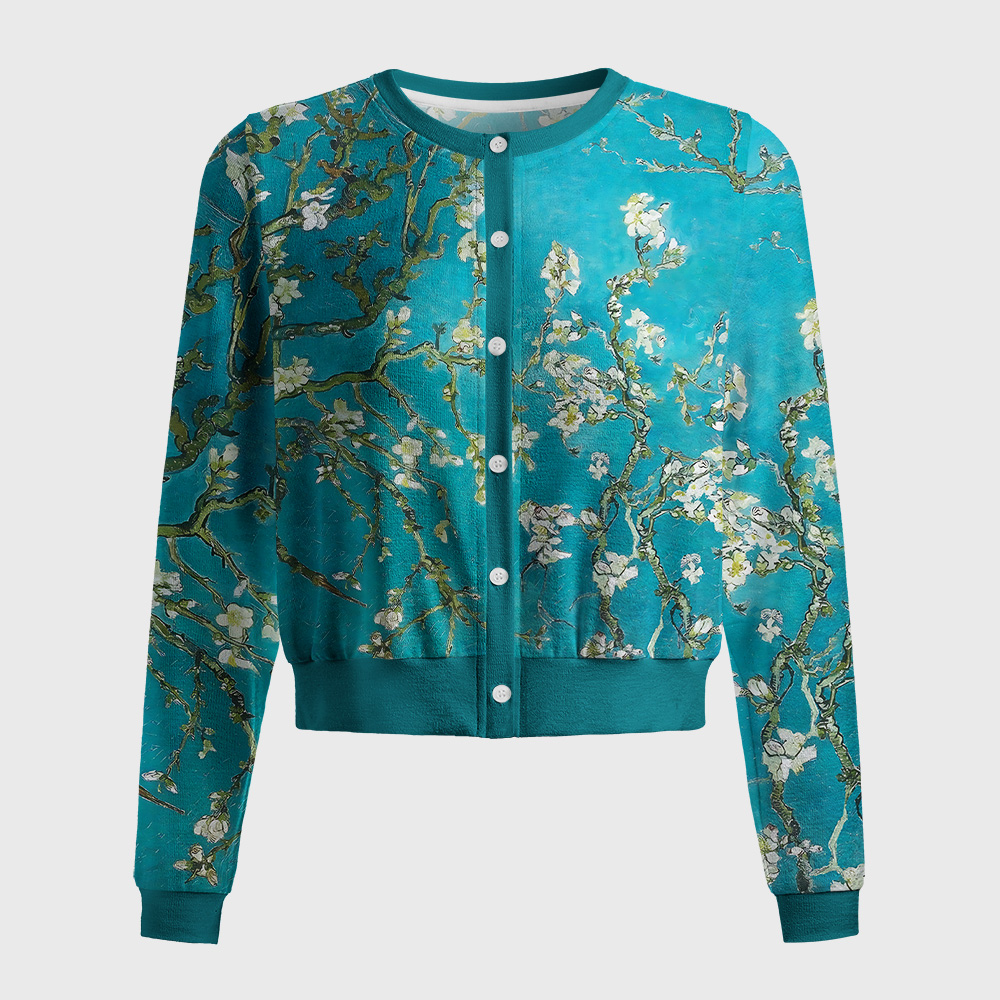 Tokyo-Tiger Blossoming Almond Tree Women's Lightweight Cardigan