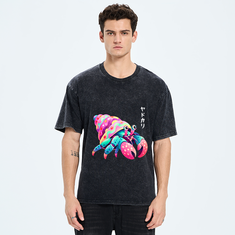 Tokyo‑Tiger Colorful Hermit Crab Washed T‑Shirt
