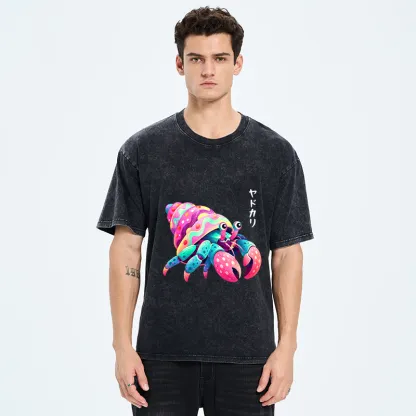 Tokyo‑Tiger Colorful Hermit Crab Washed T‑Shirt