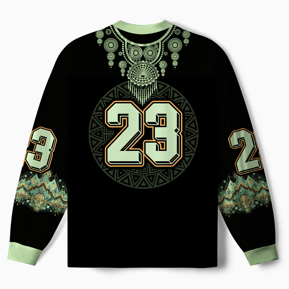 Tokyo-Tiger Tribal Auspicious Cat Paneled Long Sleeve Jersey