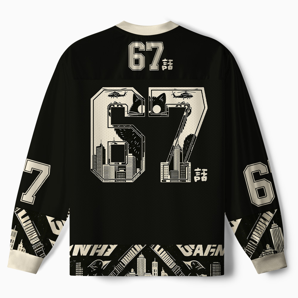 Tokyo-Tiger Black Cat Monster Paneled Long Sleeve Jersey
