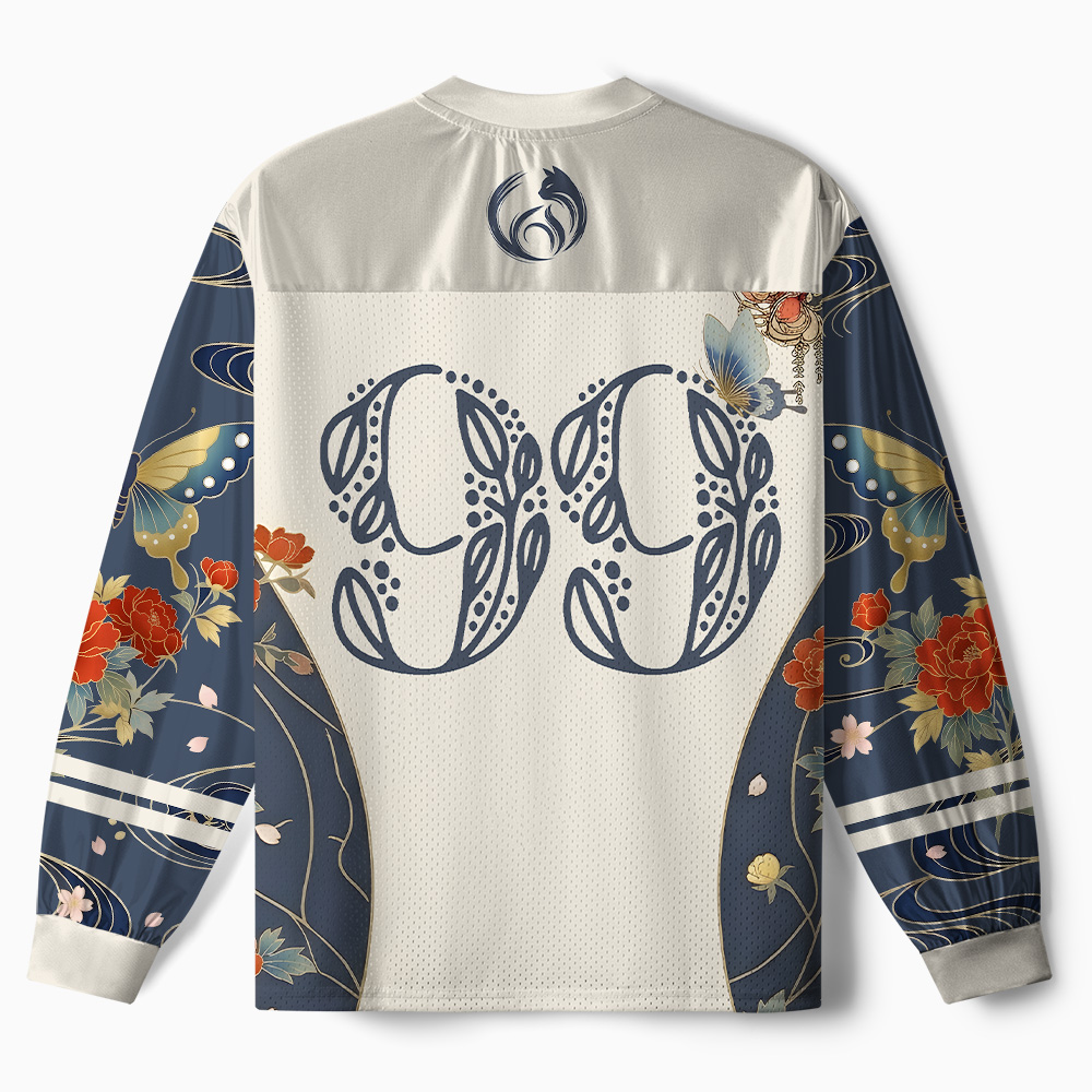 Tokyo-Tiger Peony Butterfly Kimono Cat Paneled Long Sleeve Jersey