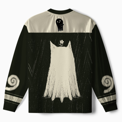 Tokyo-Tiger Sad Little Ghost Cat Paneled Long Sleeve Jersey
