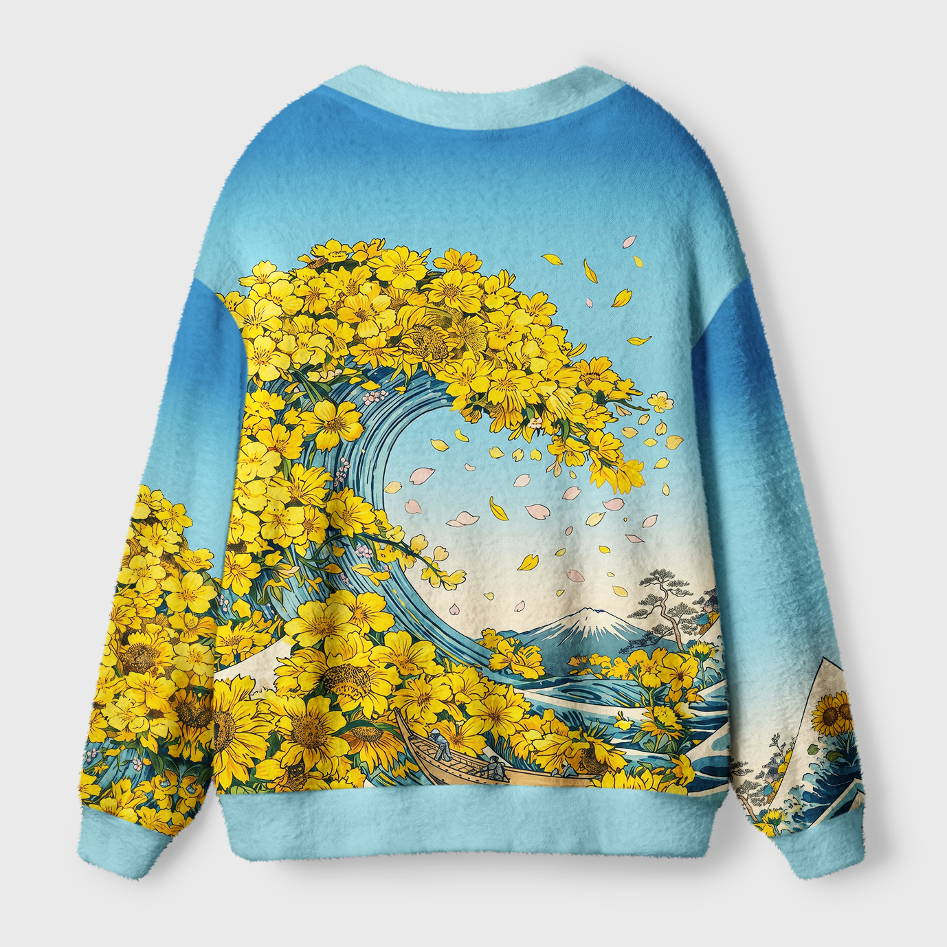 Tokyo-Tiger Golden Petal Wave Ugly Cardigan Sweater