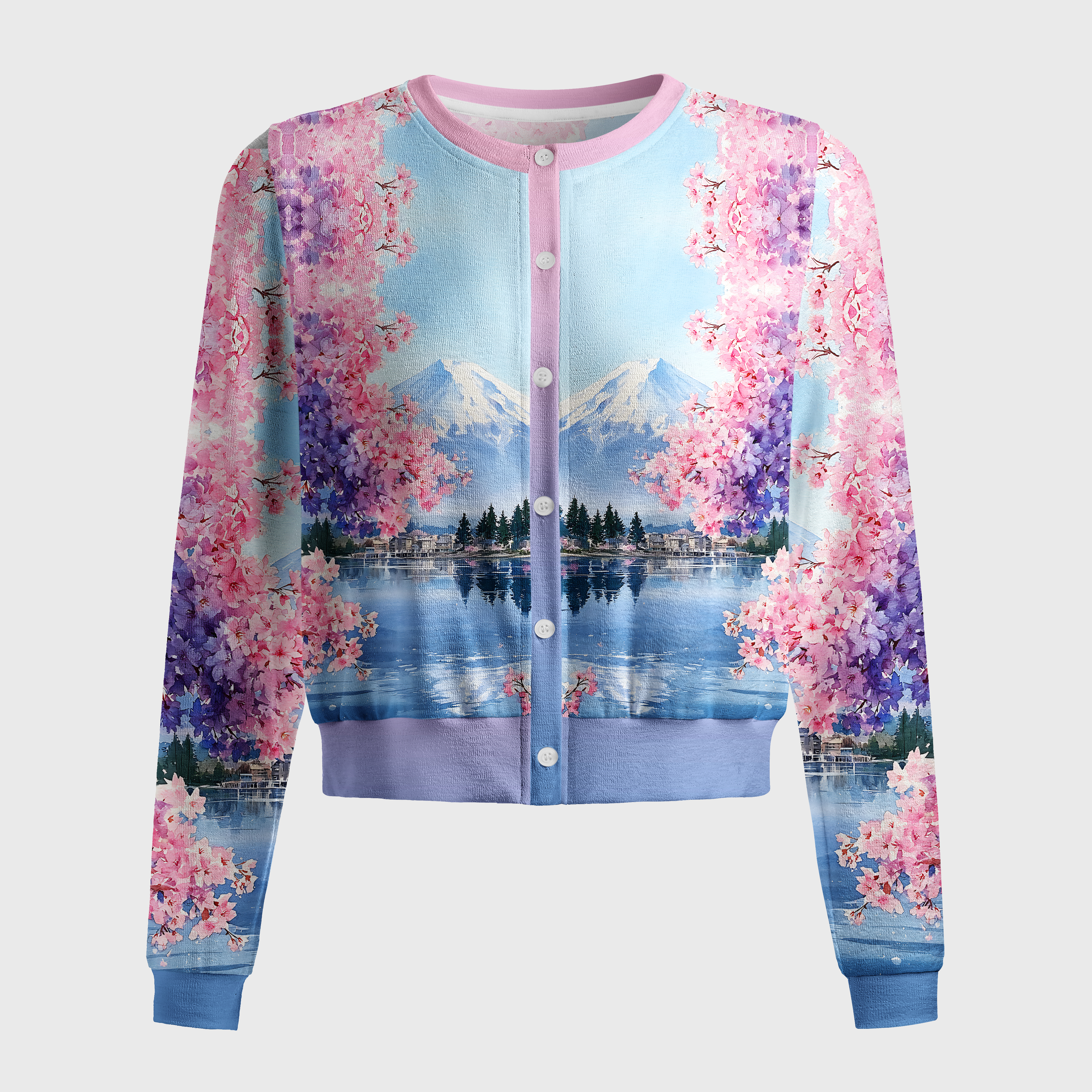 Tokyo-Tiger Japan’s Mount Fuji And Cherry Blossoms Women's Lightweight Cardigan
