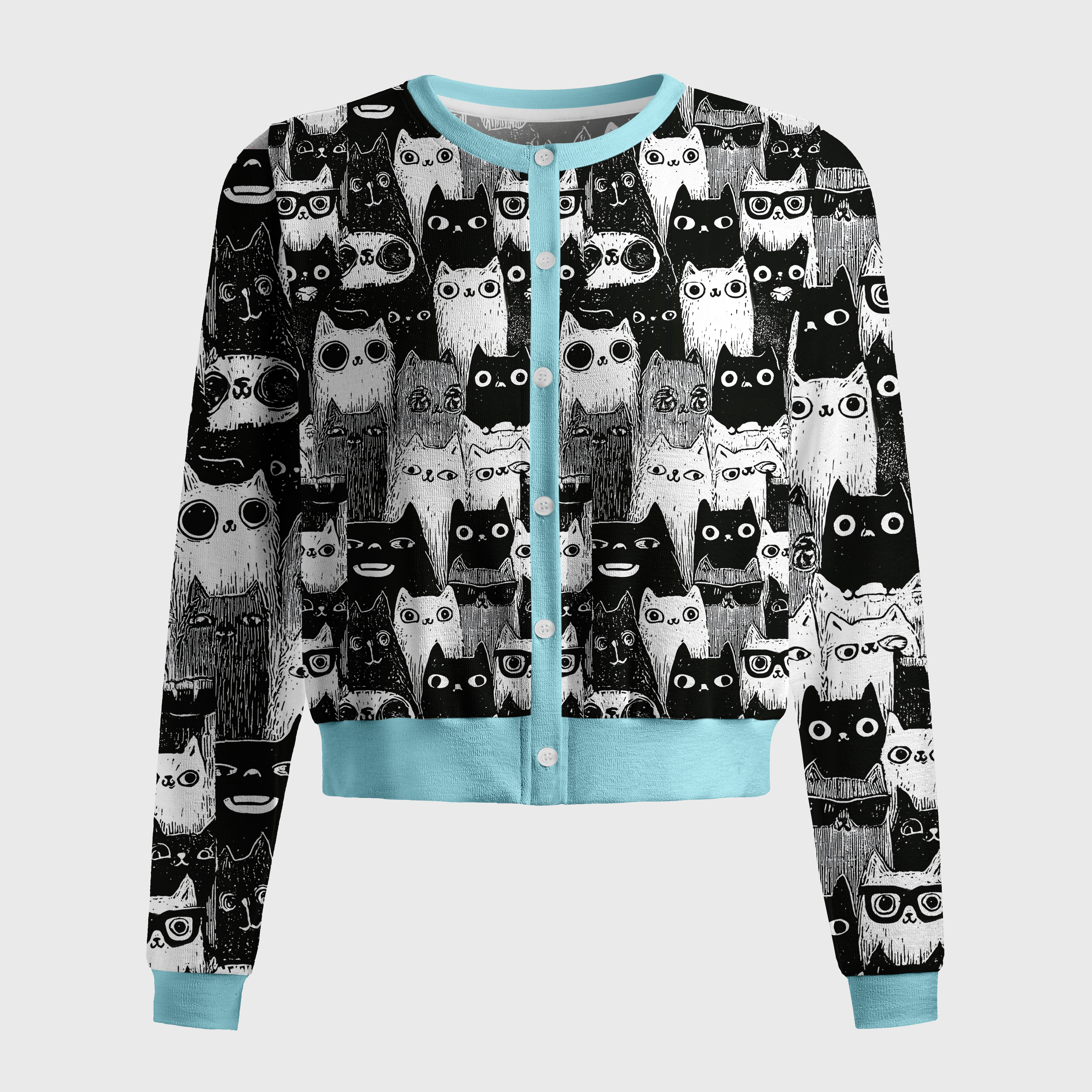 Tokyo-Tiger Cats In Monochrome Crowd Women's Lightweight Cardigan