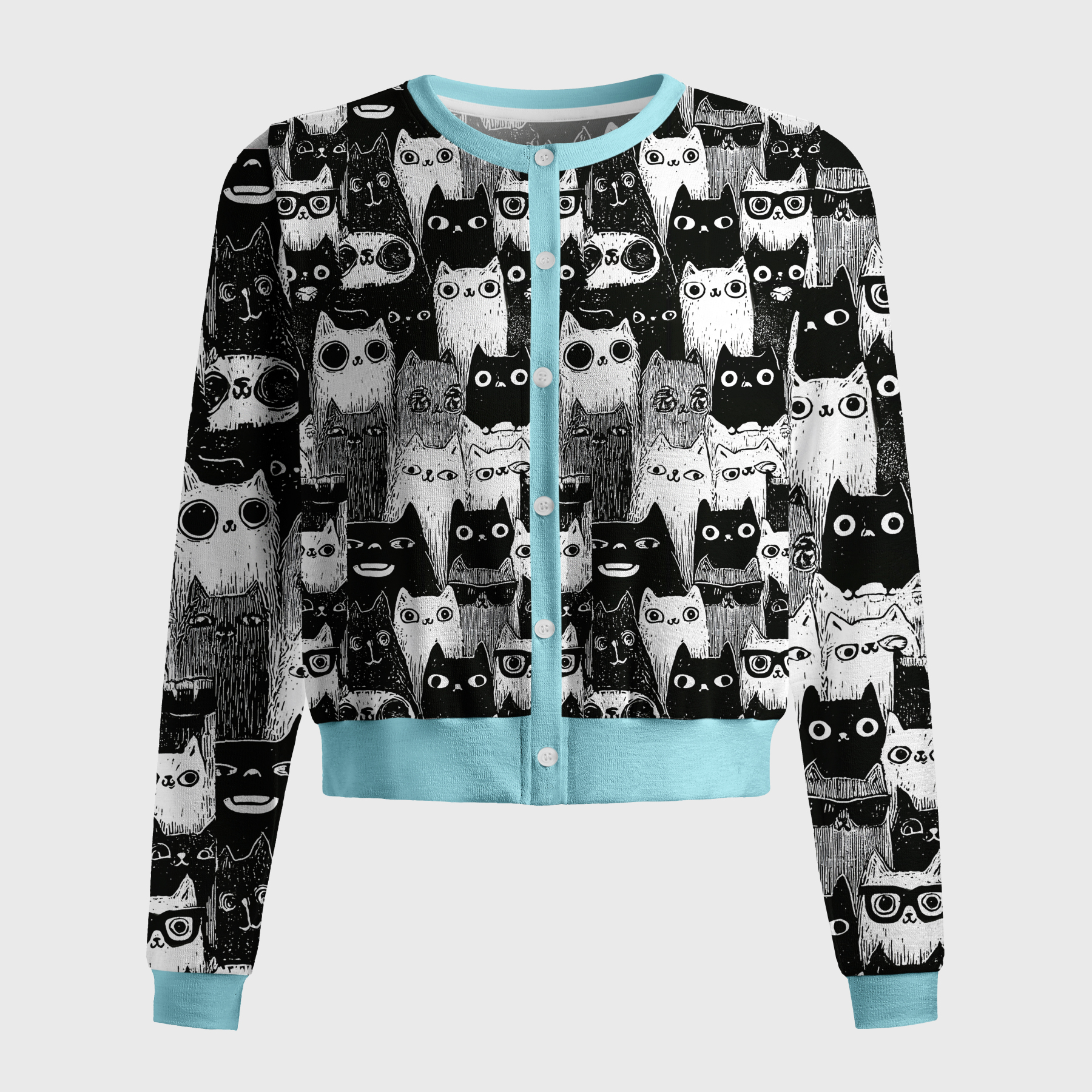 Tokyo-Tiger Cats In Monochrome Crowd Women's Lightweight Cardigan