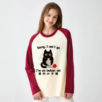 Tokyo-Tiger Indoor Cat Meme Raglan Long Sleeve T-shirt