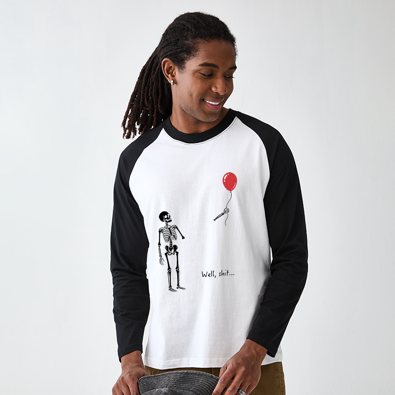 Tokyo-Tiger Skeleton Balloon Meme Raglan Long Sleeve T-shirt