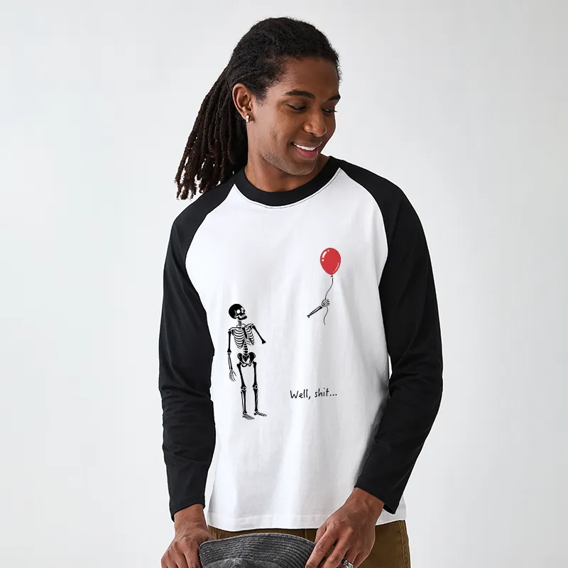Tokyo-Tiger Skeleton Balloon Meme Raglan Long Sleeve T-shirt