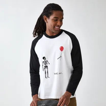 Tokyo-Tiger Skeleton Balloon Meme Raglan Long Sleeve T-shirt
