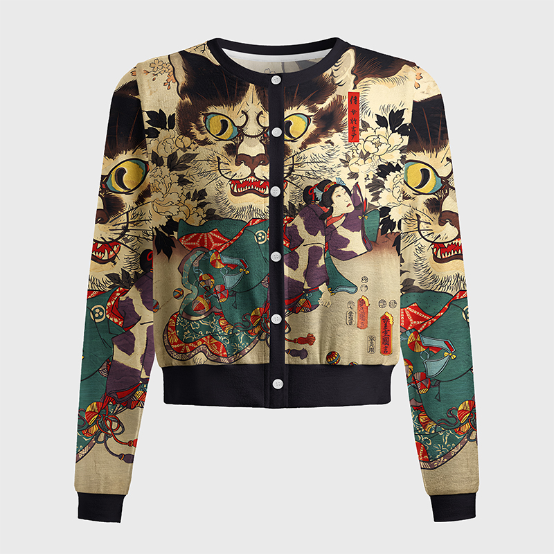 Tokyo-Tiger The Cat And The Geisha Women's Lightweight Cardigan