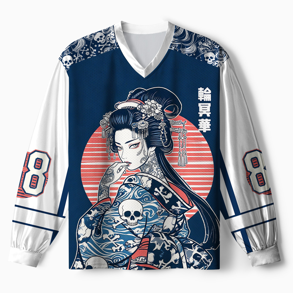 Tokyo-Tiger Skeleton Sun Kimono Paneled Long Sleeve Jersey