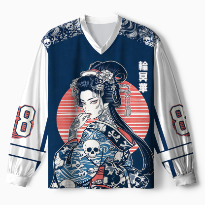 Tokyo-Tiger Skeleton Sun Kimono Paneled Long Sleeve Jersey