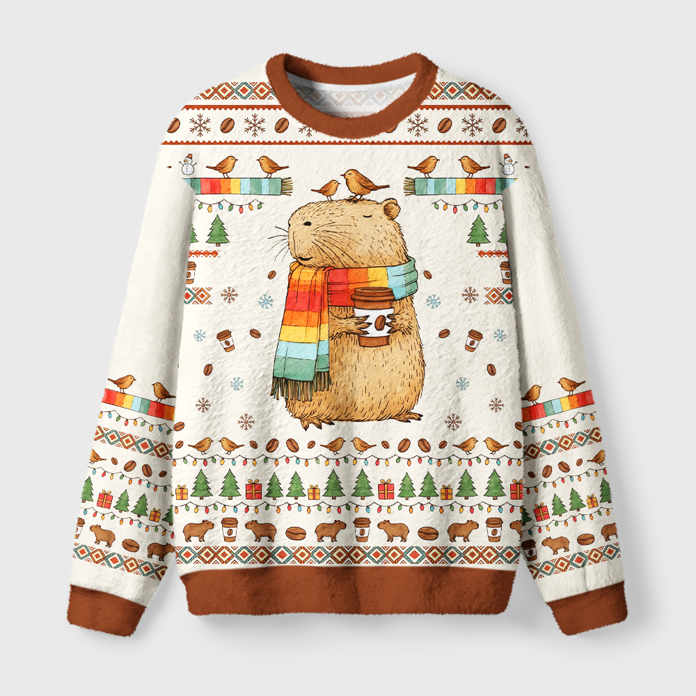 Tokyo-Tiger Capybara’s Cozy Christmas Fuzzy Christmas Ugly Sweatshirt