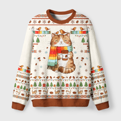 Tokyo-Tiger Cat’s Cozy Christmas Fuzzy Christmas Ugly Sweatshirt