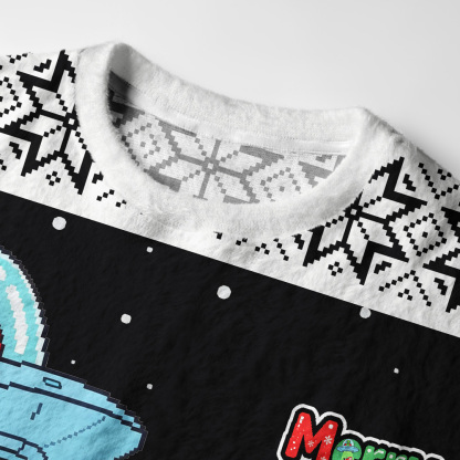 Tokyo-Tiger Funny Alien Christmas Fuzzy Christmas Ugly Sweatshirt