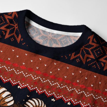 Tokyo-Tiger Christmas Destroyer Krampus Fuzzy Christmas Ugly Sweatshirt