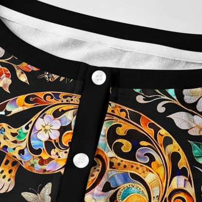 Tokyo-Tiger Ornate Shell Inlay Golden Leopard Women's Lightweight Cardigan