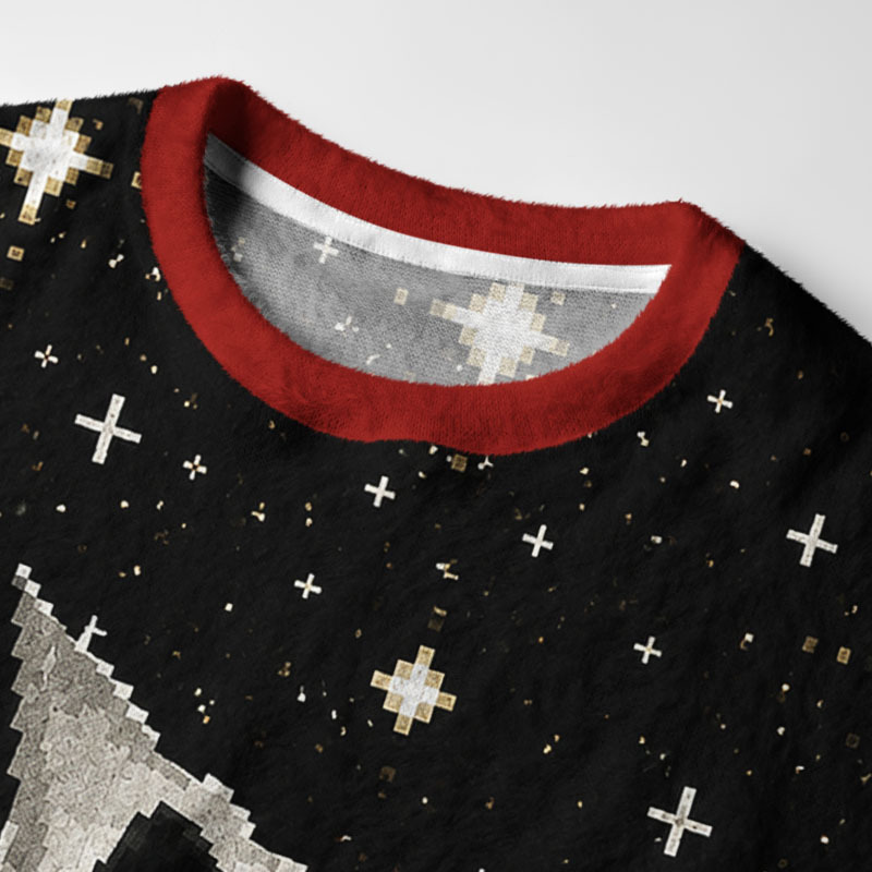 Tokyo-Tiger Breakout Black Cat Fuzzy Christmas Ugly Sweatshirt