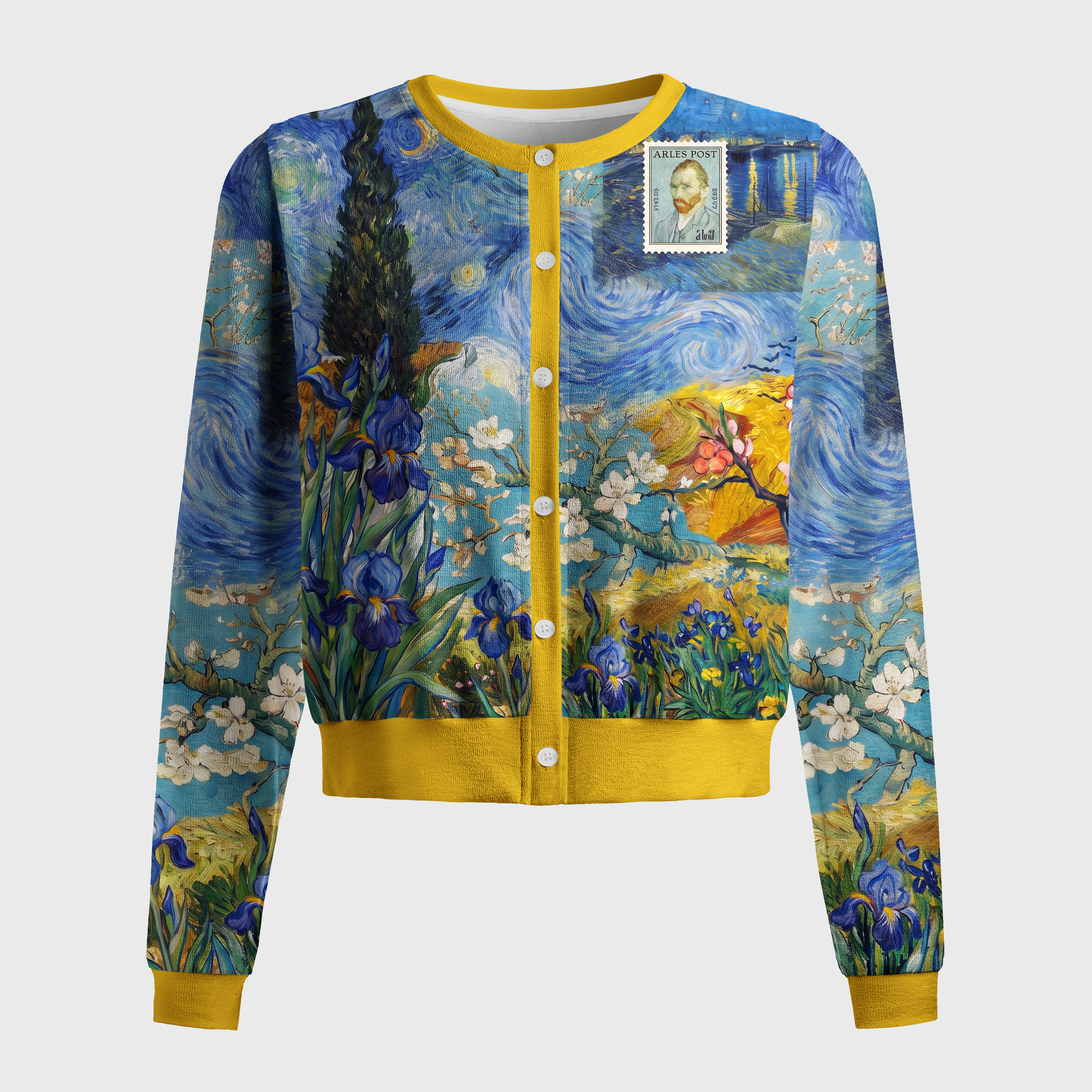 Tokyo-Tiger Van Gogh Art Collage Women's Lightweight Cardigan