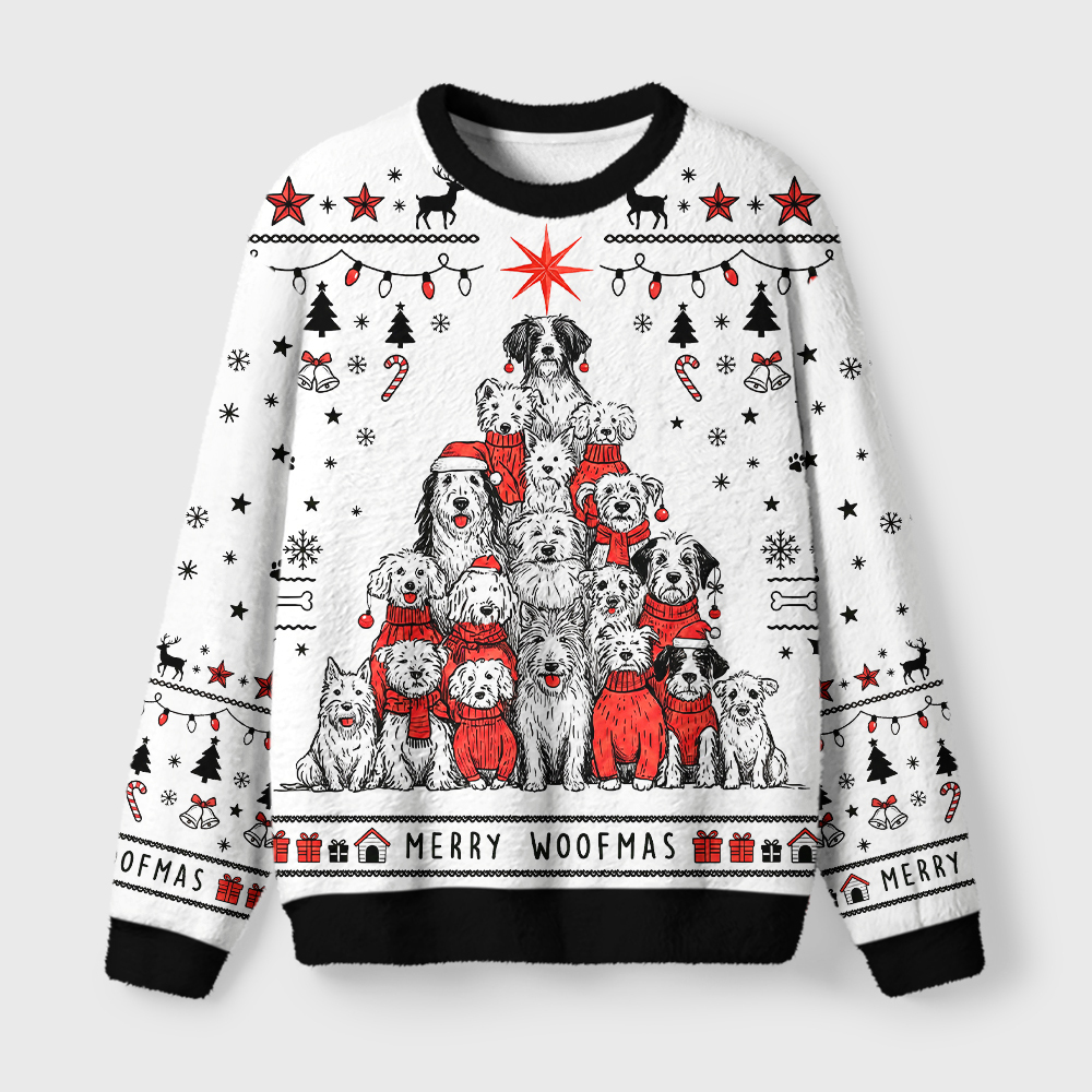 Tokyo-Tiger All The Good Dogs For Christmas Fuzzy Christmas Ugly Sweatshirt