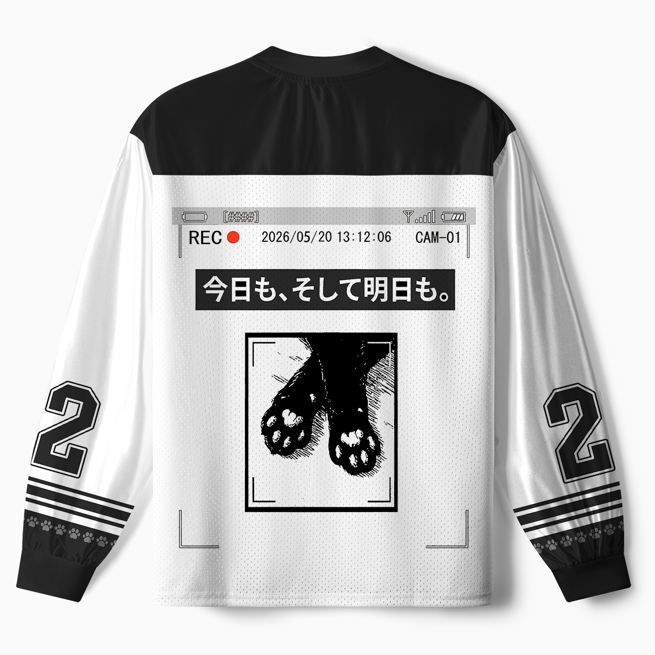 Tokyo-Tiger The Cat Is Watching Today Paneled Long Sleeve Jersey