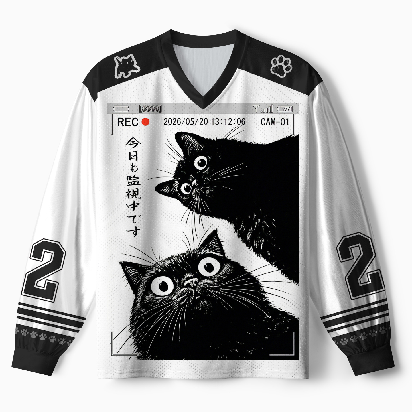 Tokyo-Tiger The Cat Is Watching Today Paneled Long Sleeve Jersey