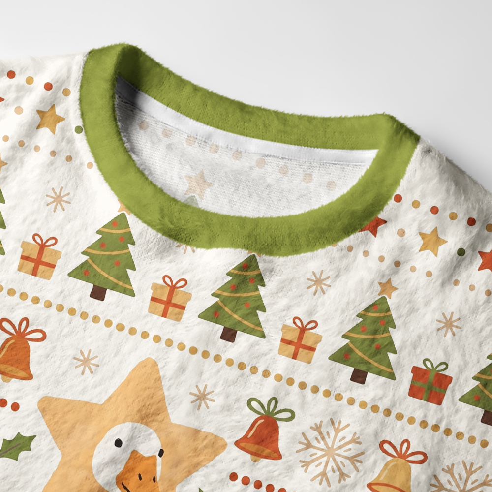 Tokyo-Tiger Christmas Silly Goose Fuzzy Christmas Ugly Sweatshirt