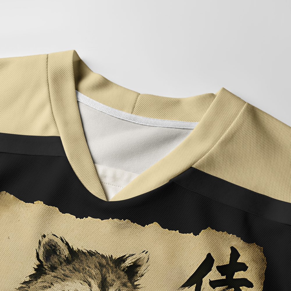Tokyo-Tiger Retro Raccoon Samurai Long-Sleeve Hockey Jersey