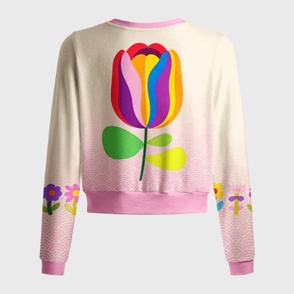 Tokyo-Tiger Rainbow Tulip Bloom Women's Lightweight Cardigan