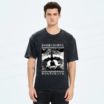 Tokyo-Tiger Unapologetically Insane Raccoon Washed T-Shirt