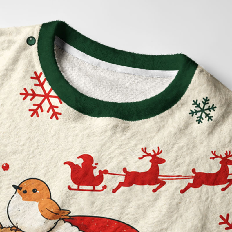 Tokyo-Tiger Bird And Capybara Fuzzy Christmas Ugly Sweatshirt