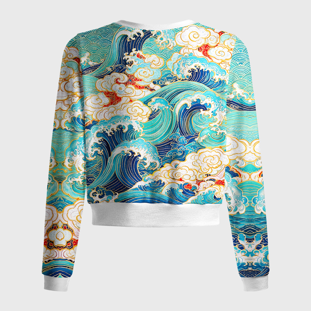 Tokyo-Tiger Colorful Great Waves Women's Lightweight Cardigan