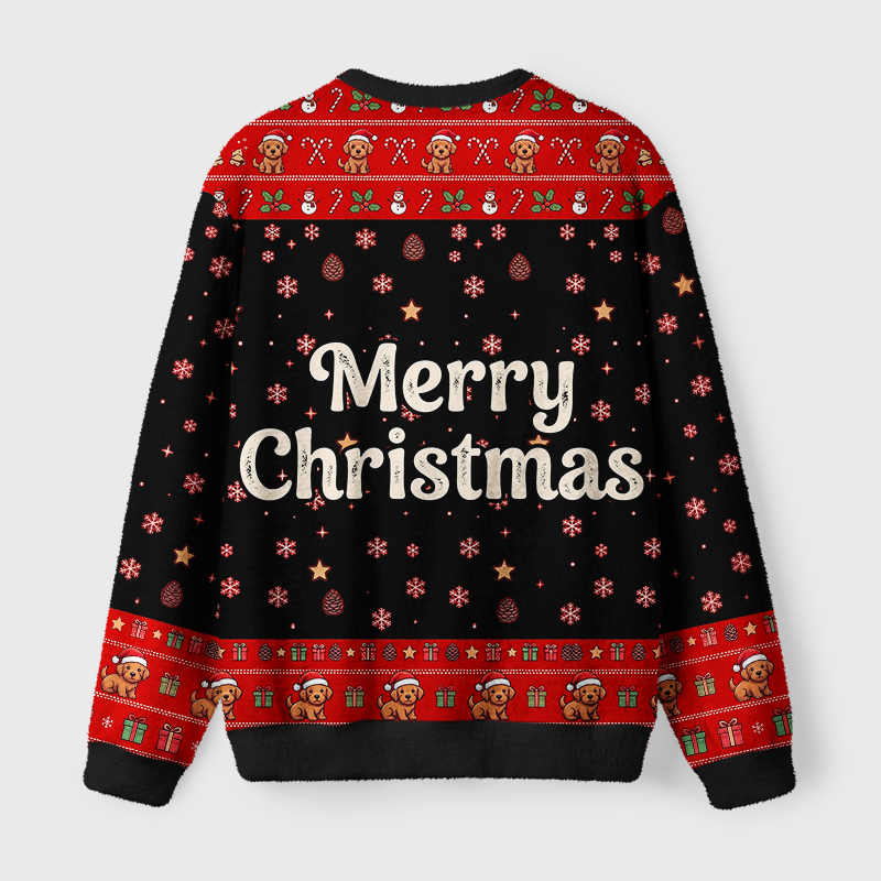 Tokyo-Tiger Overstimulated But Festive Dog Fuzzy Christmas Ugly Sweatshirt