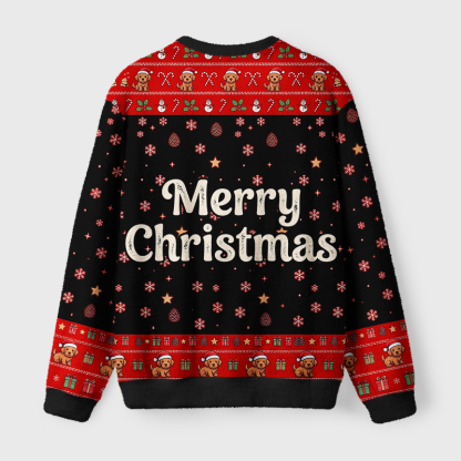 Tokyo-Tiger Overstimulated But Festive Dog Fuzzy Christmas Ugly Sweatshirt