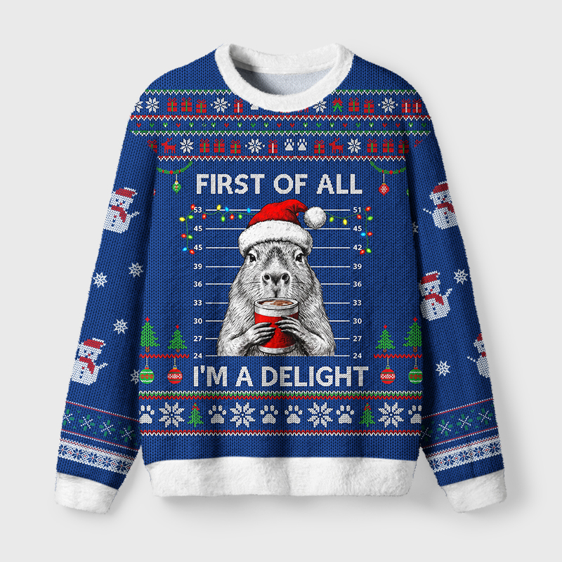 Tokyo-Tiger Capybara Is Ready For Christmas Fuzzy Christmas Ugly Sweatshirt