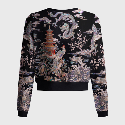 Tokyo-Tiger Shell Inlay Style Chinese Myth Creature Women's Lightweight Cardigan