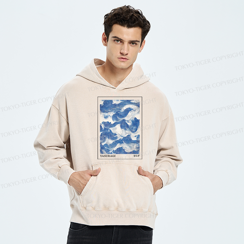 Tokyo-Tiger Japanese Retro Art Wave Washed Hoodie