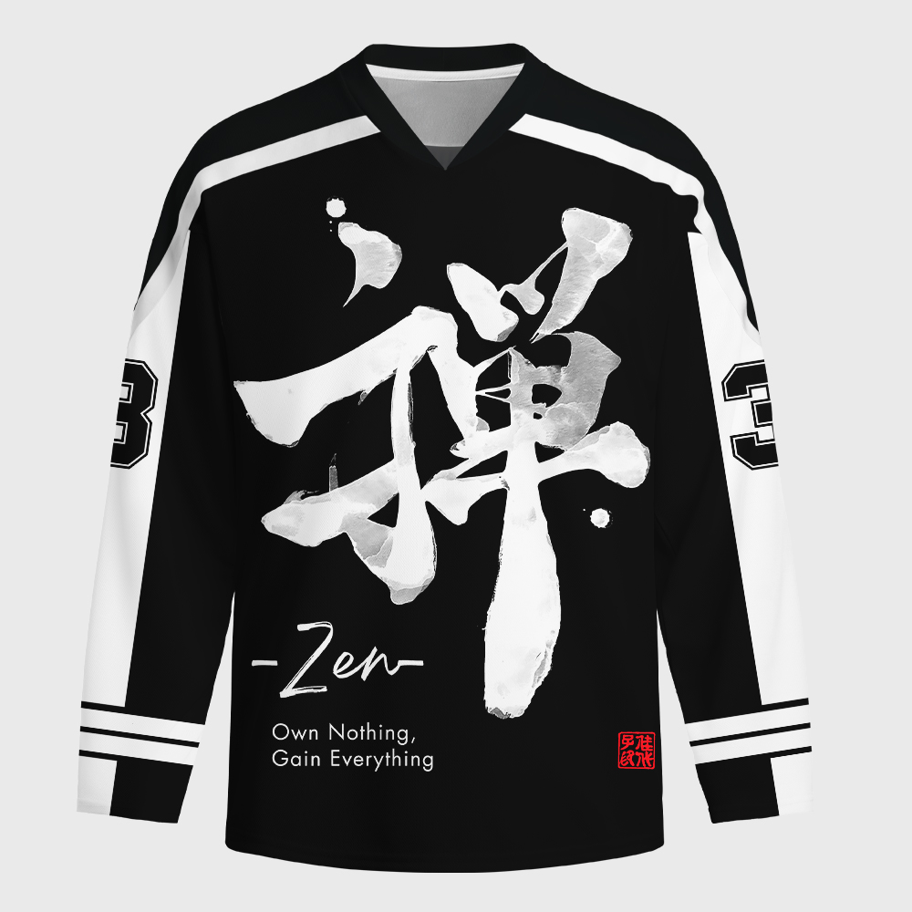 Tokyo-Tiger Japanese Zen Kanji Long-Sleeve Hockey Jersey