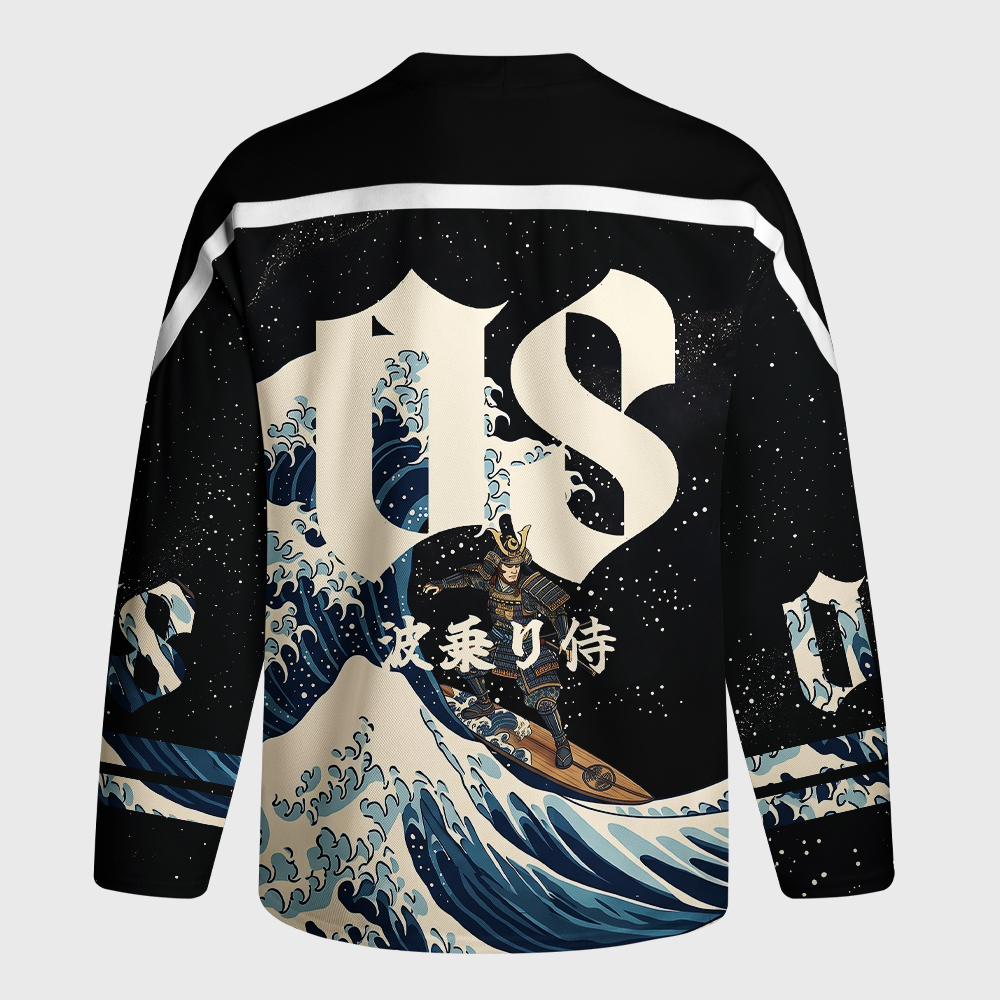Tokyo-Tiger Samurai Wave Long-Sleeve Hockey Jersey